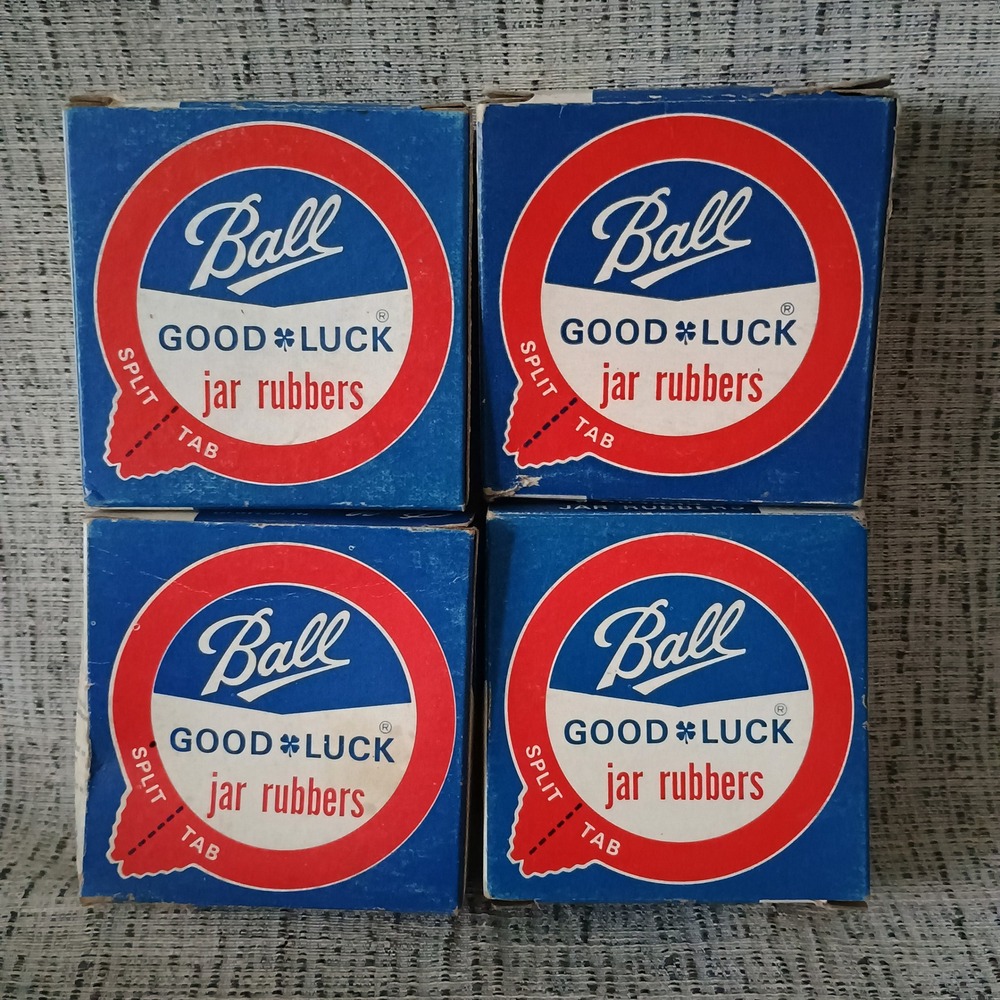 Vintage Ball Good Luck Jar Rubbers 4 Boxes Regular Mouth Red Canning Rings USA